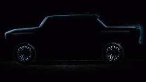 Silhouette of a 2025 GMC Hummer EV. 