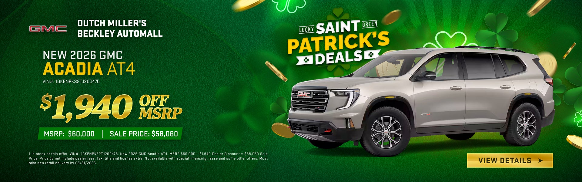 New 2026 GMC Acadia AT4