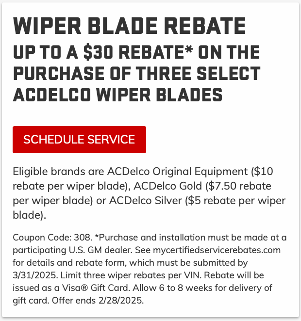 Wiper Blade Rebate
